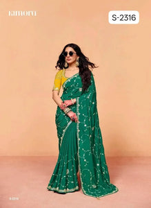 Premium Tissue Saree - Designer Handwork Blouse Festive Wear
