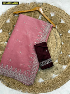 Premium Tissue Saree - Zari & Sequin Embroidery for Festive Wear