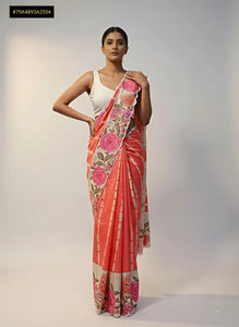 Premium Tussar Silk Saree with Floral Digital Print - Elegant Festive Wear for Women
