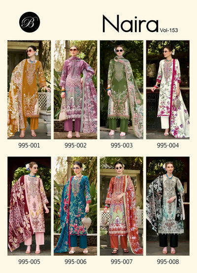 Premium Unstitched Cotton Suit Set - Heavy Embroidery Festive Wear with Mal Mal Dupatta