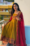 Premium Vichitra Silk Gown - Heavy Jacquard Work Festive Wear