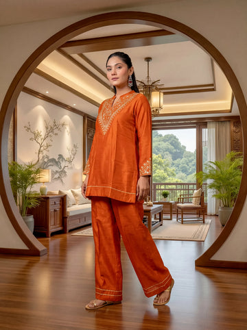 Premium Vichitra Silk Kurti Set - Elegant Festive Wear with Dupatta | Sizes S-XXL