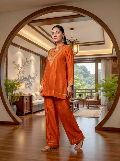 Premium Vichitra Silk Kurti Set - Elegant Festive Wear with Dupatta | Sizes S-XXL
