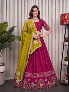 Premium Vichitra Silk Lehenga Choli with Vintage Embroidery for Navratri