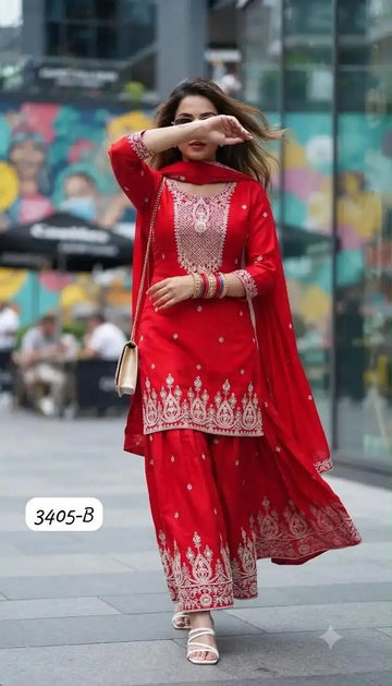 Premium Vichitra Silk Salwar Suit - Elegant Festive Wear Set