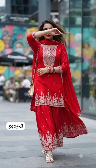 Premium Vichitra Silk Salwar Suit - Elegant Festive Wear Set