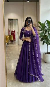 Premium Violet & Wine Muse Lehenga Choli with Embroidered Blouse - Festive Wear for Women