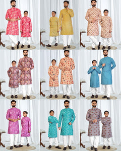 Printed Cotton Kurta Pyjama Set for Men & Boys | Festive & Casual