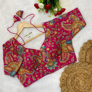 Printed Embroidered Crepe Viscose Blouse for Women | Festive Collection