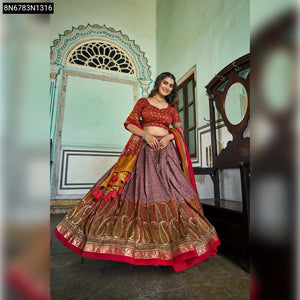 Printed Tasar Silk Lehenga Choli for Women | Festive & Wedding Wear