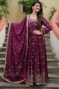 Women Purple Sharara Suit Party Wear