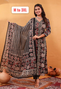 Pure Cotton A-Line Anarkali Kurti Set for Women | Casual & Festive Wear