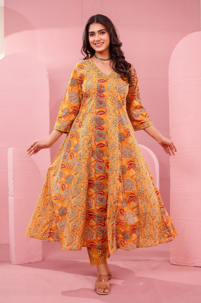 Pure Cotton Anarkali Kurti Set for Women | TRENDBUY  TREND BUY