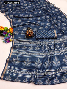 Pure Handloom Silk Saree for Women | Floral Design & Zari Border