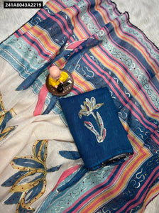 Buy Pure Linen Cotton Silk Saree for Women | Digital Print & Khatli Work Ethnic Wear Online