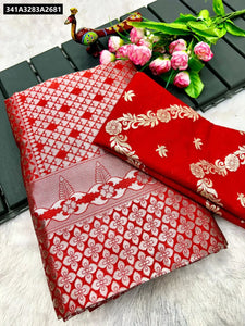 Buy Red Pure Litchi Silk Saree Zari Woven for Women | Festive & Wedding Ethnic Wear Online