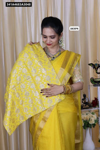 Pure Organza Checks Saree with Jacquard Border & Sequins for Women - Buy Ethnic Wear Online