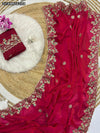 Buy Pure Space Silk Embroidered Cutwork Saree for Women | Festive & Ethnic Wear Online - Deep Red, Rani Pink