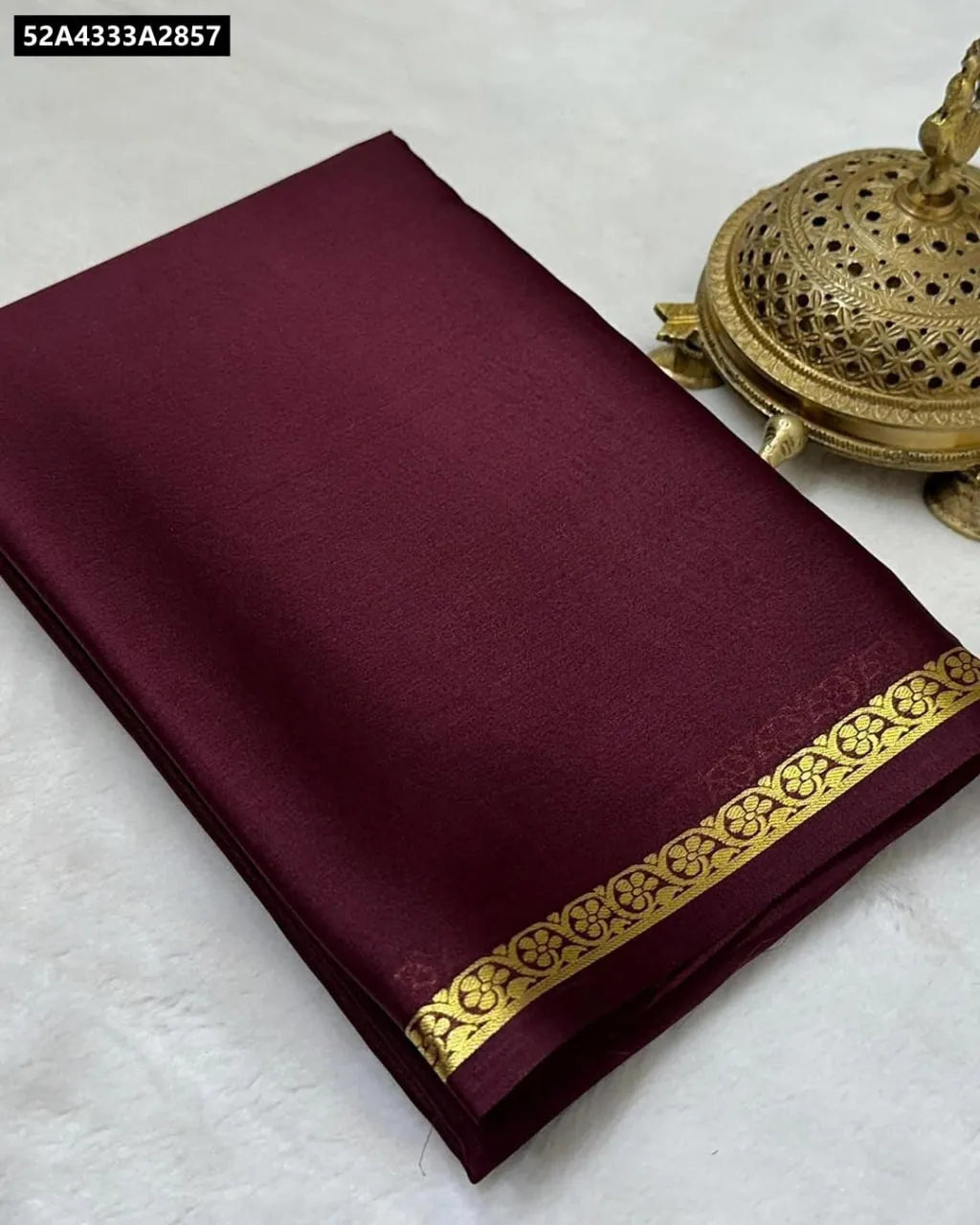 TRENDBUY Pure Viscose Silk Saree in Maroon with Fancy Border