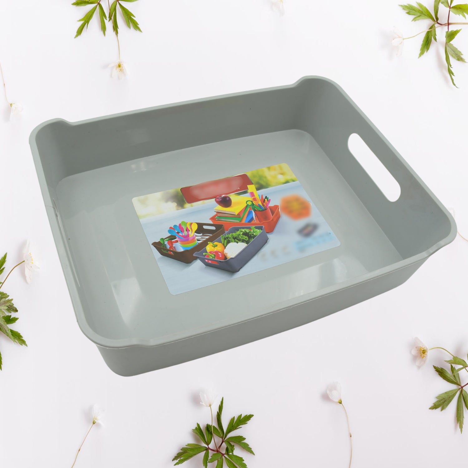 3645 Multipurpose Organising Storage Plastic Tray Fruit Vegetable Multi Purpose Tray Organizer For Kitchen Countertop Cabinet Bathroom Plastic Storage Basket For Store Fruits Vegetables Magazines Cosmetics Stationary Set Of 3