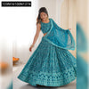 Radiant Teal Blue Embroidered Georgette Lehenga Choli | Festive & Wedding