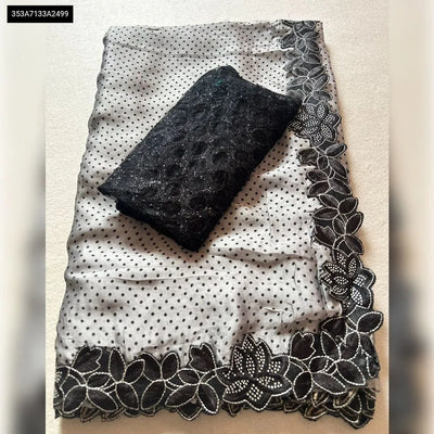Buy Grey Rangoli Satin Polka Dot Saree for Women | Party & Festive Ethnic Wear Online