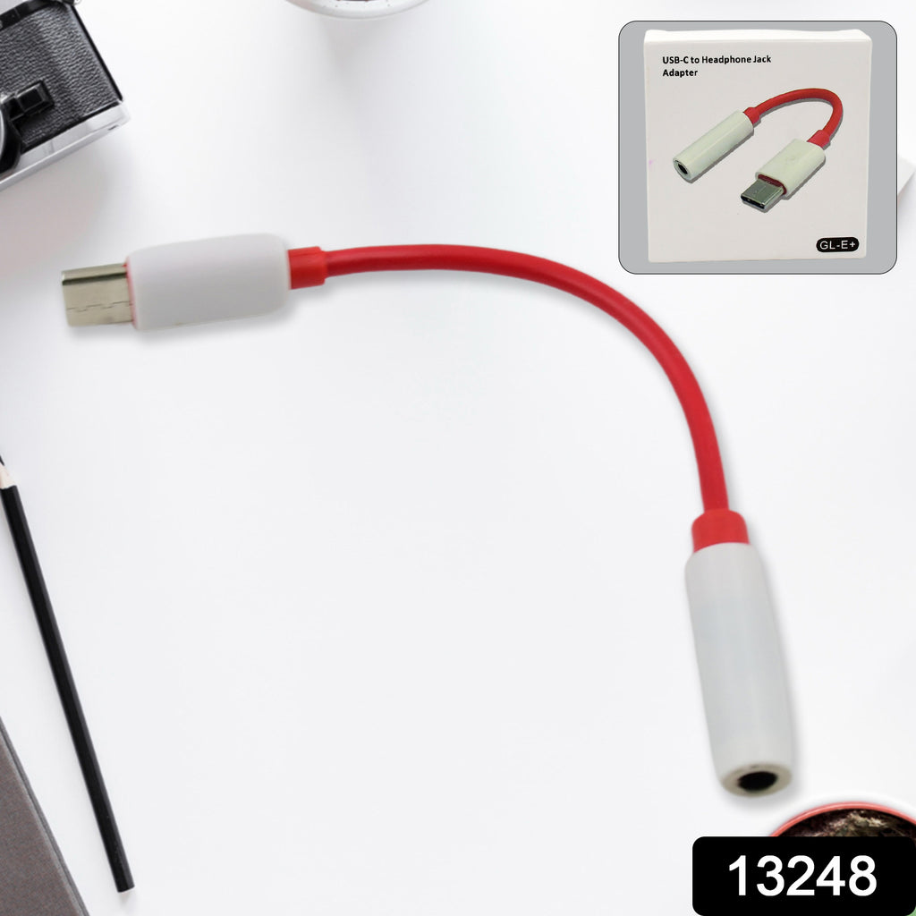 White USB Type C to 3.5mm headphone jack audio connector adapter