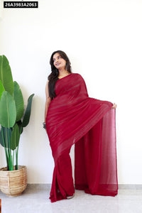 Ready To Wear Shimmer Georgette Saree for Women | Effortless Elegance
