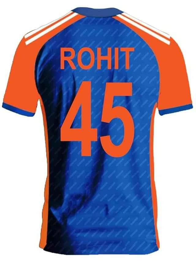 Rohit Sharma World Cup blue & orange cricket jersey for men, S