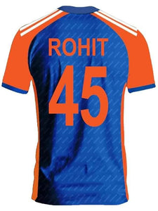 Rohit Sharma World Cup Cricket Jersey for Men (Blue & Orange, S) | TRENDBUY