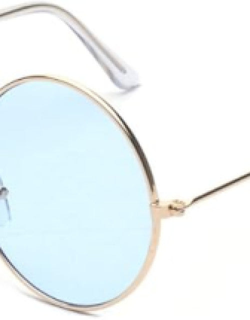 Round small flat circle metal vintage hippie sunglasses.