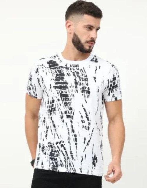 Round White T Shirt, Half Sleeves, Printed - TREND BUY