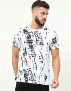 Round White T Shirt, Half Sleeves, Printed