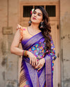 Royal Blue Digital Print Silk Saree for Women | Festive & Wedding Wear
