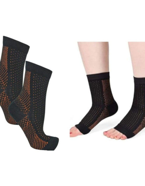 Orthopedic neuro ankle compression socks providing plantar arch support for outdoor sports