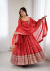 Rust Crunchy Silk Anarkali Gown for Women | Festive Party Wear