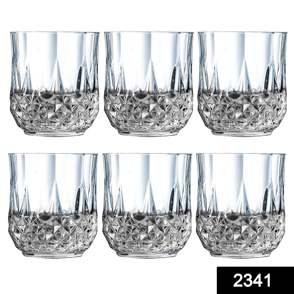 Set of 6 heavy unbreakable stylish fully transparent 250ml drinking glasses