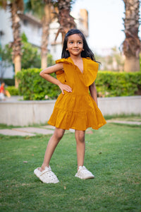 Girls Saba Backless Party Wear Dress - Mustard | TRENDBUY
