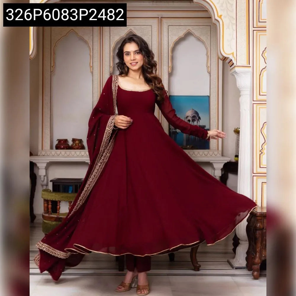 Premium Maroon Georgette Anarkali Gown for Women
