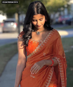 Sequence & Cut Work Chiffon Saree for Women | Festive Elegance