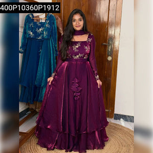 Sequin Embroidered Dual Frill Lehenga for Women | Festive & Party Wear