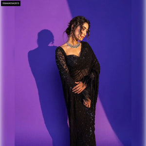 Buy Sequin Embroidered Net Saree for Women Online | Party & Festive Ethnic Wear in Rose Gold, Black, Red