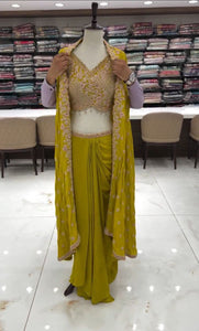 Sequined Embroidered Three-Piece Skirt Set for Women | Wedding & Festive Wear