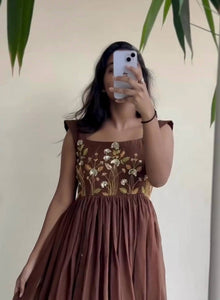 Sequined Georgette Maxi Dress for Women | Party Wear