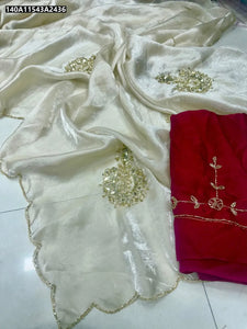 Off-White Sequins & Katdana Handwork Saree for Women | Festive & Ethnic Wear Online