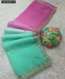 Shaded Crunchy Chiffon Saree for Women | Festive & Casual Wear