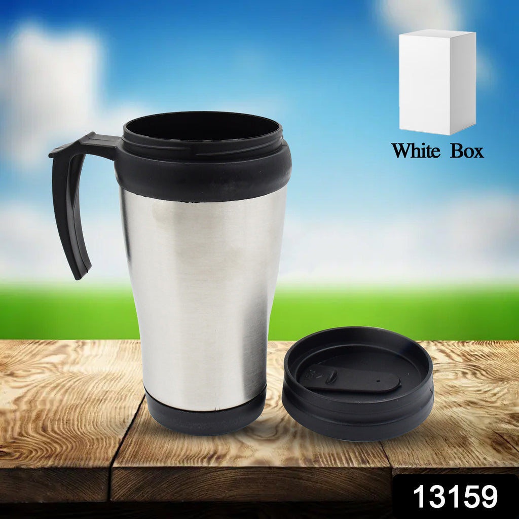 Stainless steel vacuum glass insulated coffee cup with lid and handle