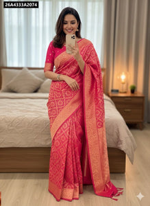 Soft Banarasi Silk Saree for Women | Floral Weave & Zari Pallu