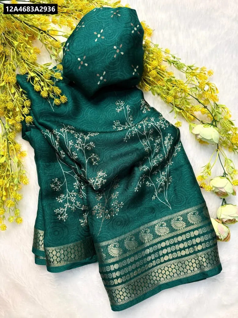 Soft Jacquard Saree with Zari Hamsa Borders for Women