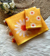 Soft Linen Digital Floral Print Saree for Women - Daily & Festive Ethnic Wear in White, Purple, Yellow